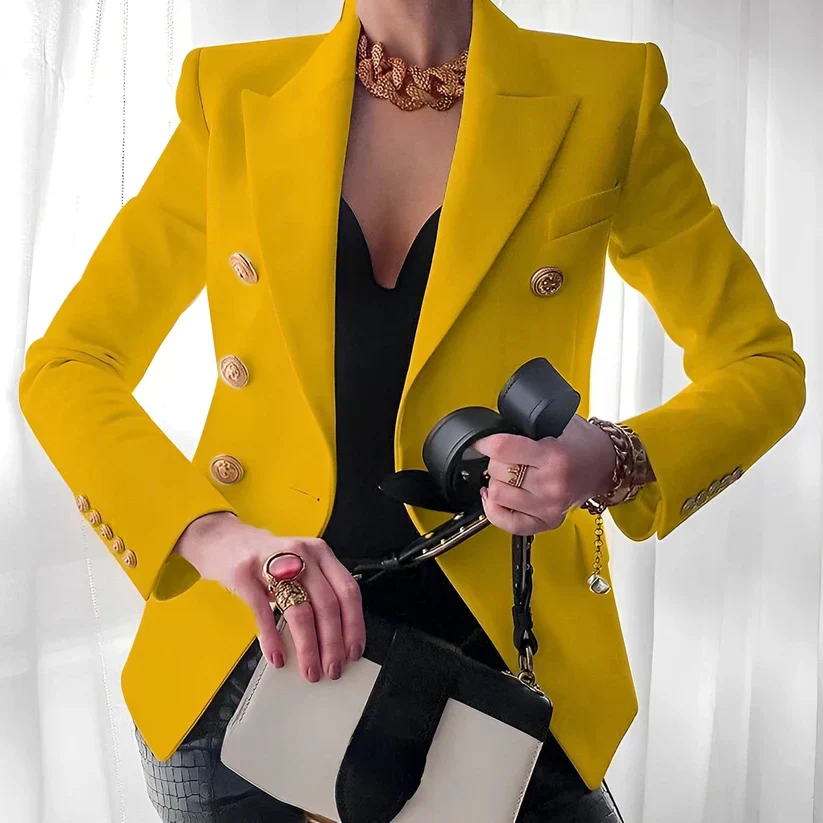 Monroe | Women's Classic Double-Breasted Blazer with Gold Buttons - Image 4