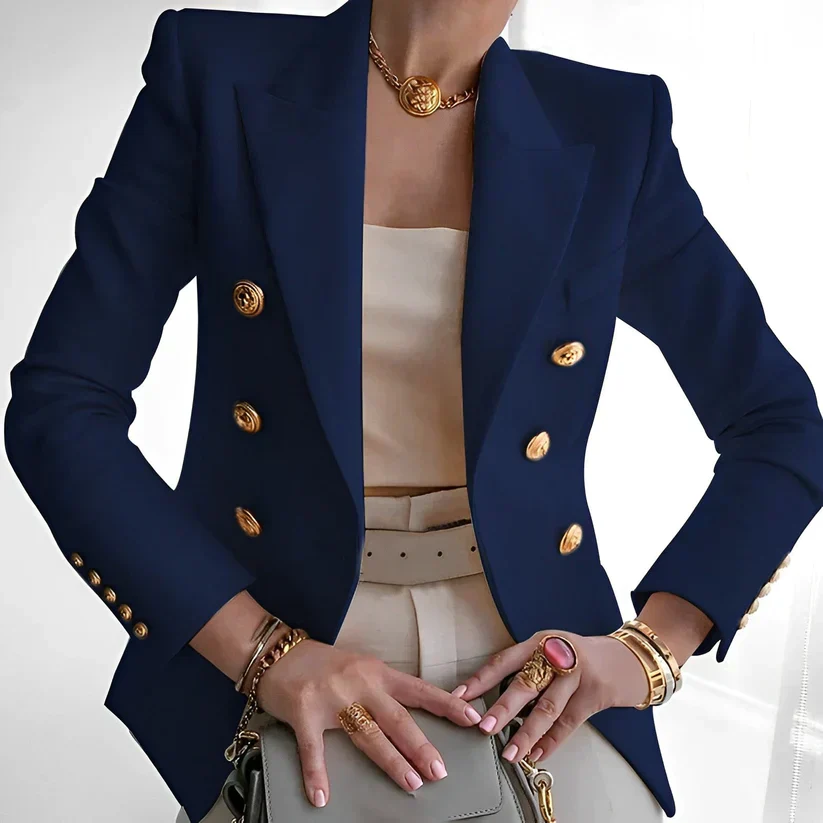 Monroe | Women's Classic Double-Breasted Blazer with Gold Buttons - Image 5