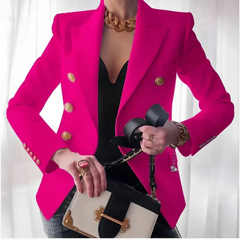 Monroe | Women's Classic Double-Breasted Blazer with Gold Buttons - Image 6