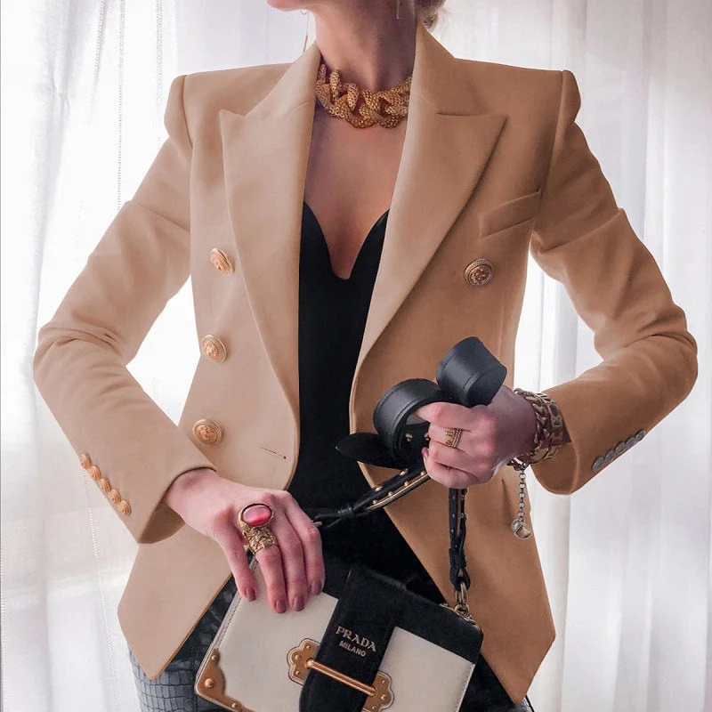 Monroe | Women's Classic Double-Breasted Blazer with Gold Buttons - Image 7