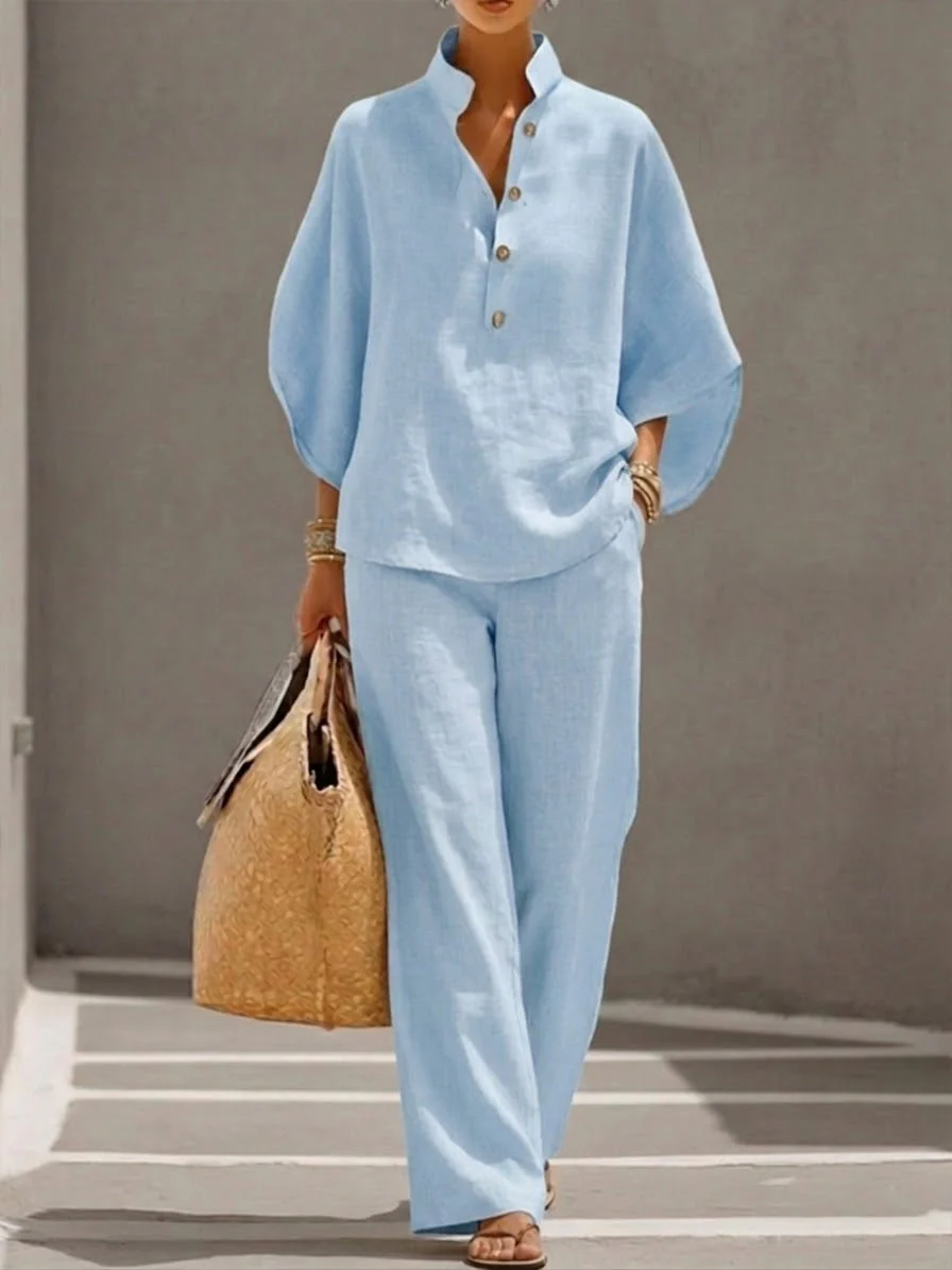 Nadia | Women's 2 Piece Set Batwing Top Wide Leg Pants - Image 2