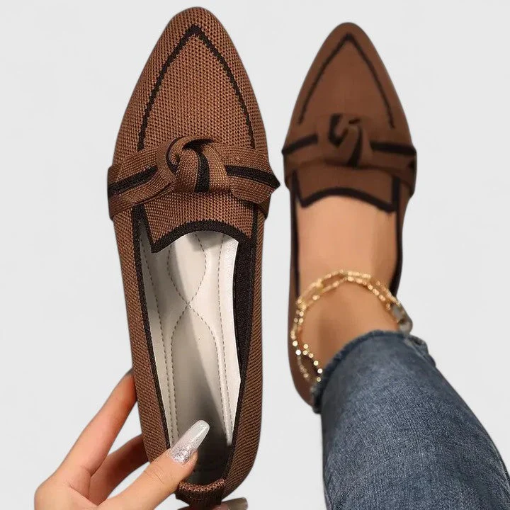 Nova | Women's Pointed Toe Slip-On Flat Loafers with Knot Detail - Image 3