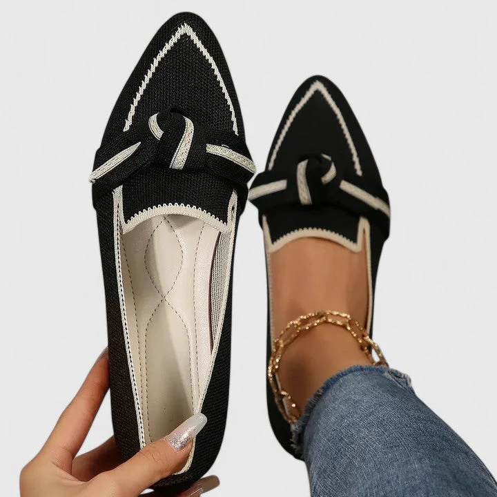 Nova | Women's Pointed Toe Slip-On Flat Loafers with Knot Detail - Image 4