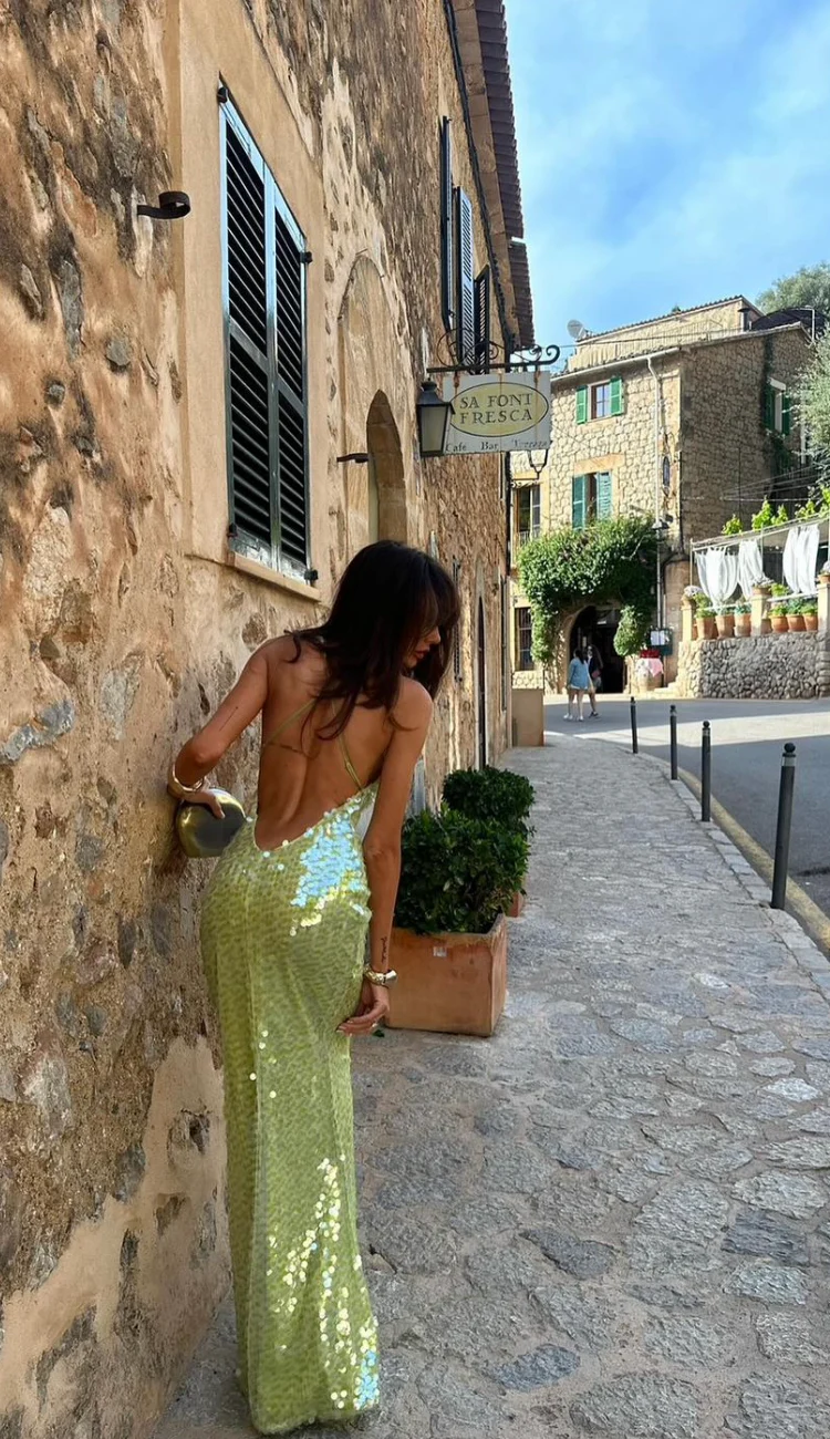 Odette | Women's Wedding Guest Sequin Backless Dress Evening - Image 3