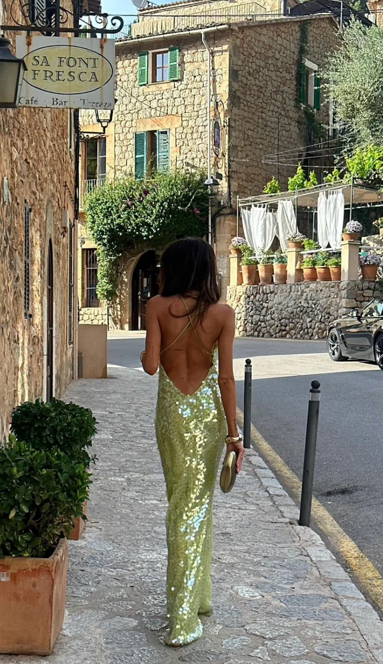 Odette | Women's Wedding Guest Sequin Backless Dress Evening - Image 4