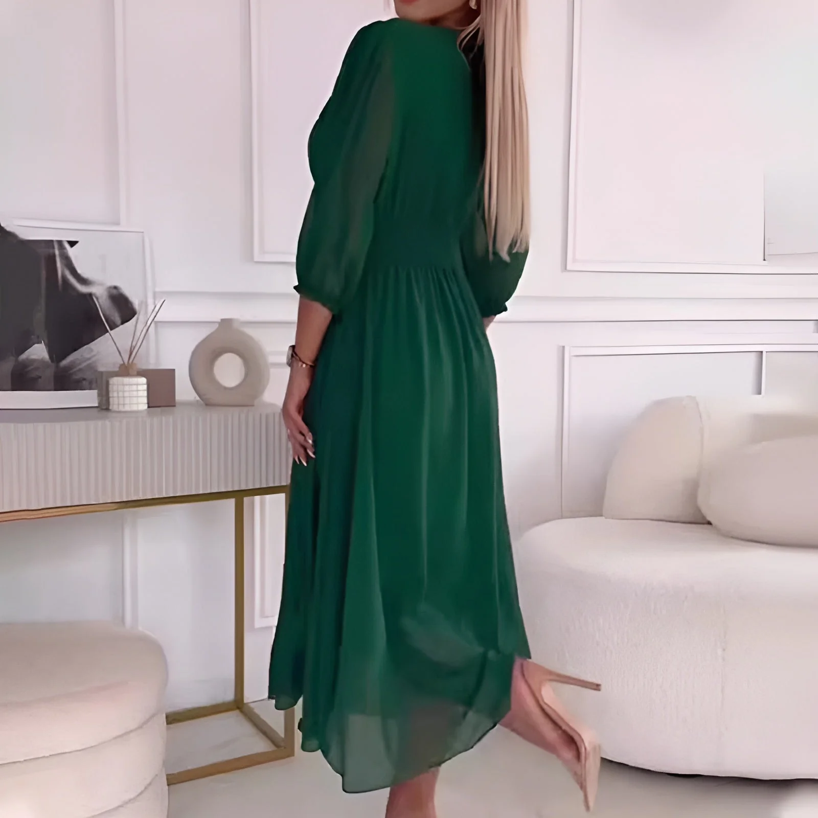 Odette | Women's Wrap Tummy Control Flowy Draped Dress Evening - Image 5