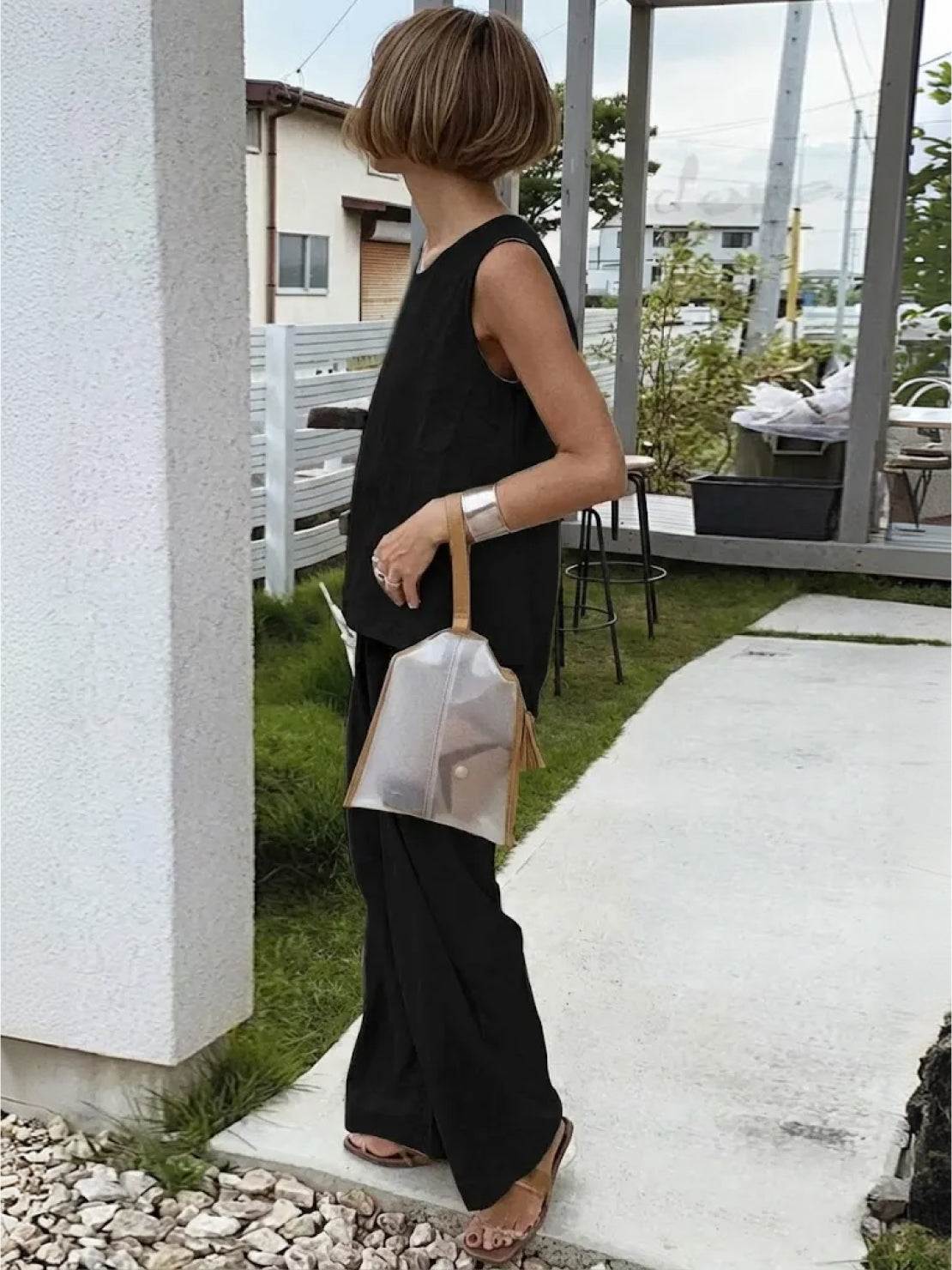 Olivia | Women's Sleeveless Tank Top and Wide-Leg Pants Set - Image 15