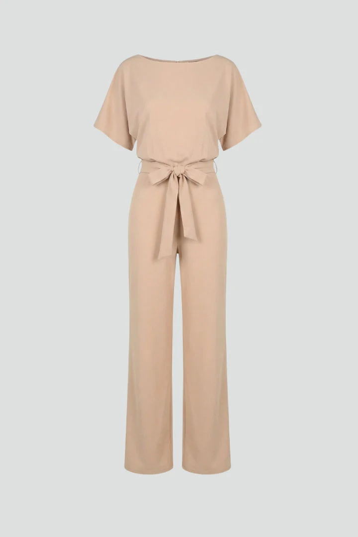 Oona | Women's Wide Leg Short Sleeve Jumpsuit with Belt