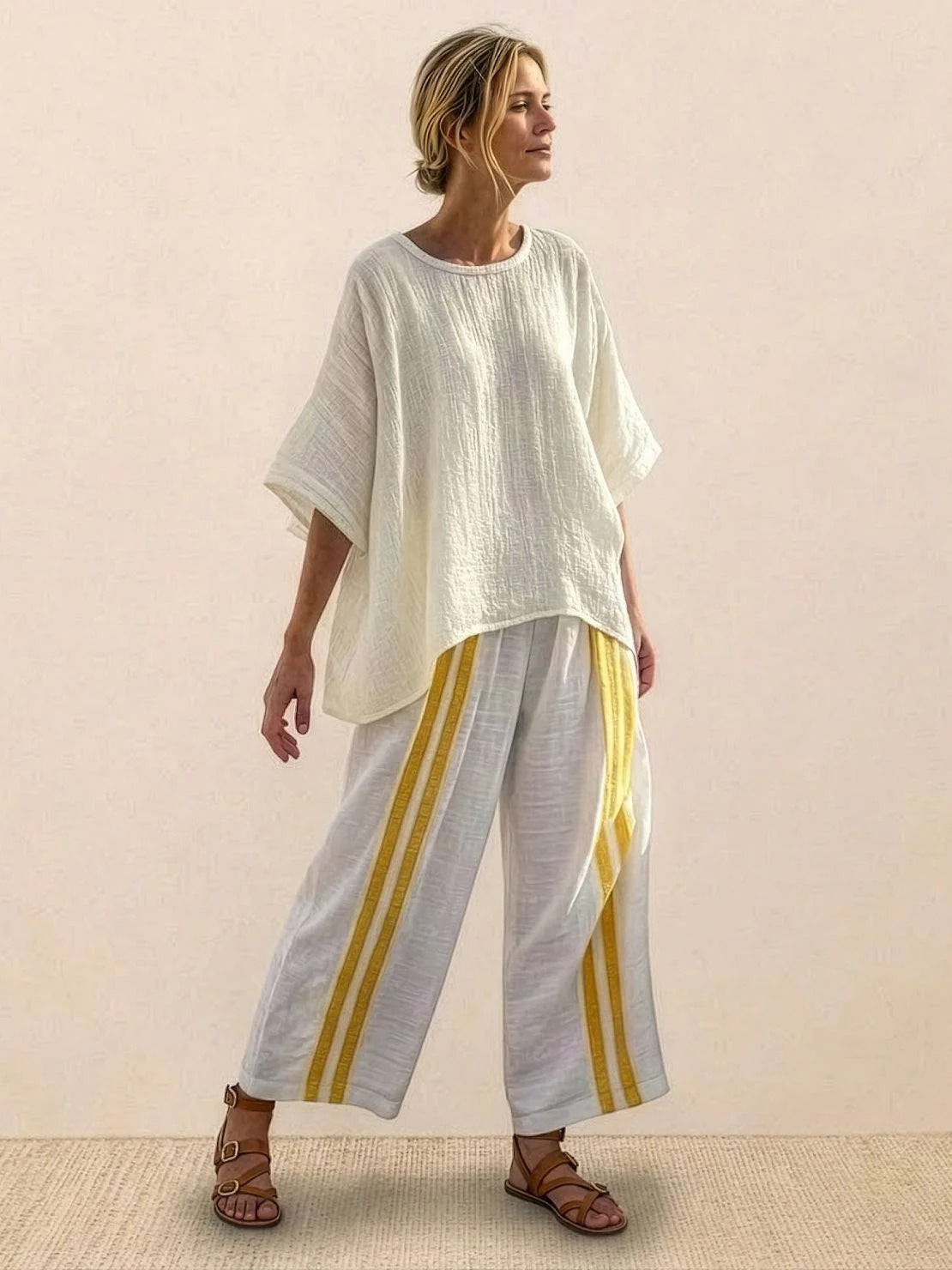 Paloma | Women's Casual Striped Wide-Leg Pants and Tee Two-Piece Set - Image 15