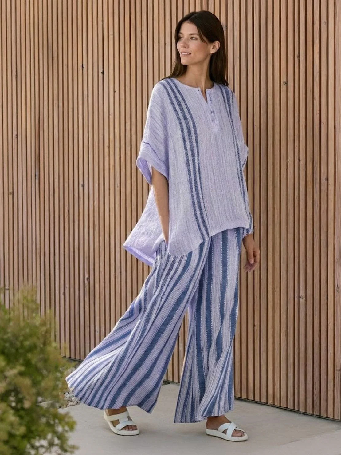 Paloma | Women's Casual Striped Wide-Leg Pants and Tee Two-Piece Set - Image 36