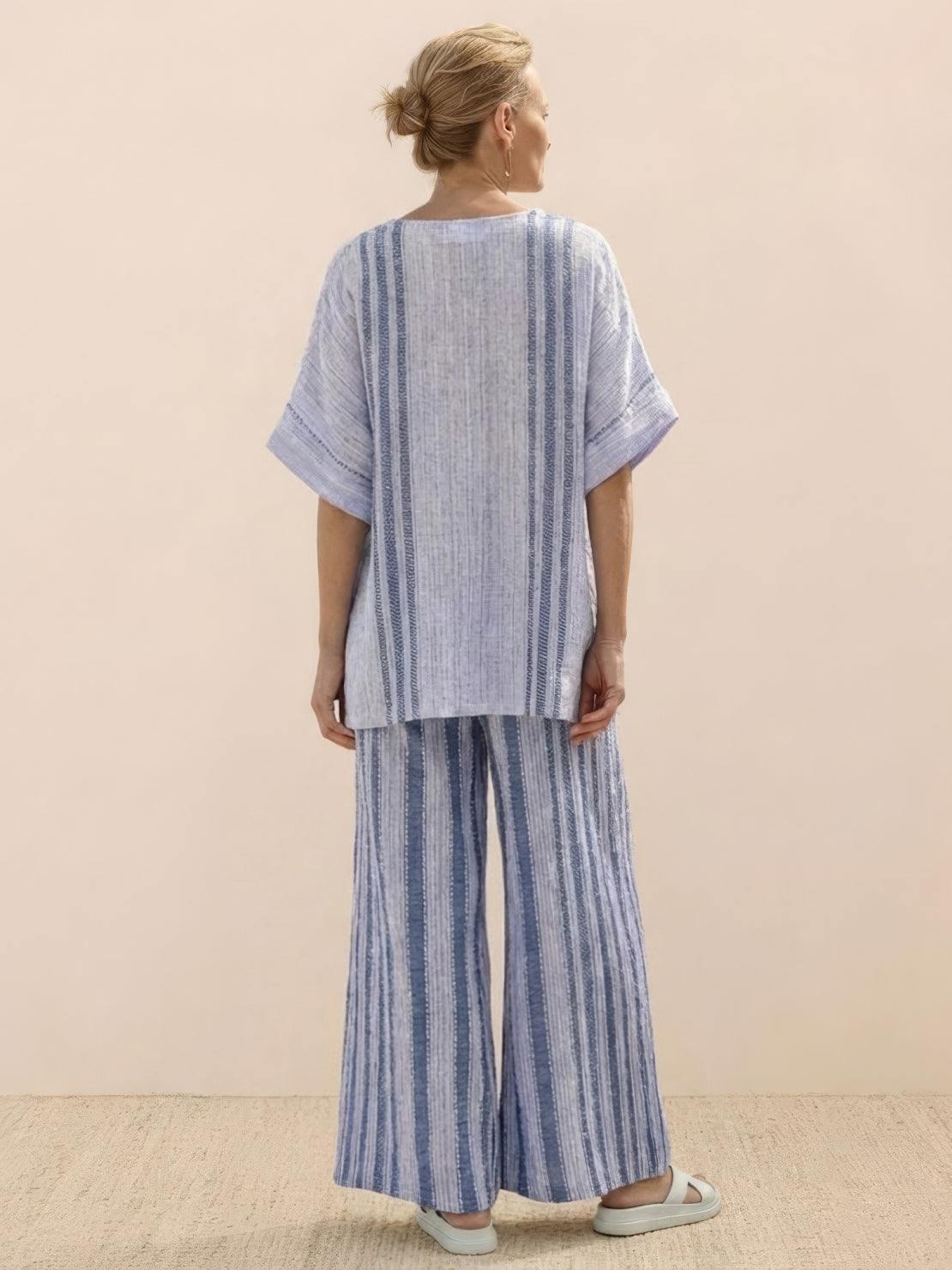 Paloma | Women's Casual Striped Wide-Leg Pants and Tee Two-Piece Set - Image 40