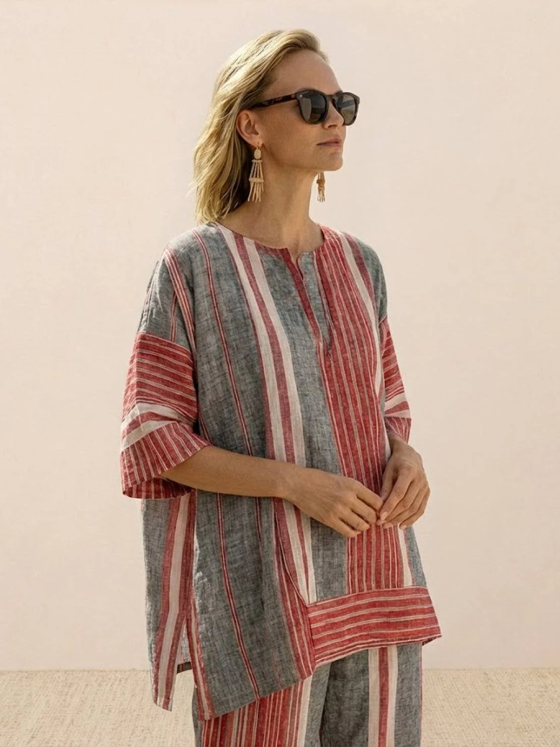 Paloma | Women's Casual Striped Wide-Leg Pants and Tee Two-Piece Set - Image 48