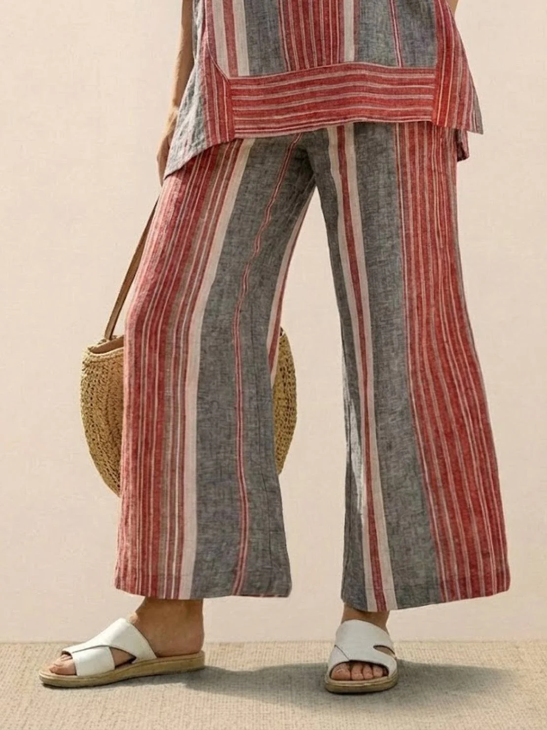 Paloma | Women's Casual Striped Wide-Leg Pants and Tee Two-Piece Set - Image 49