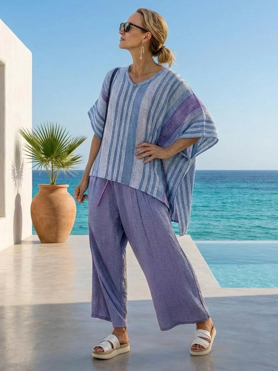 Paloma | Women's Casual Striped Wide-Leg Pants and Tee Two-Piece Set - Image 52