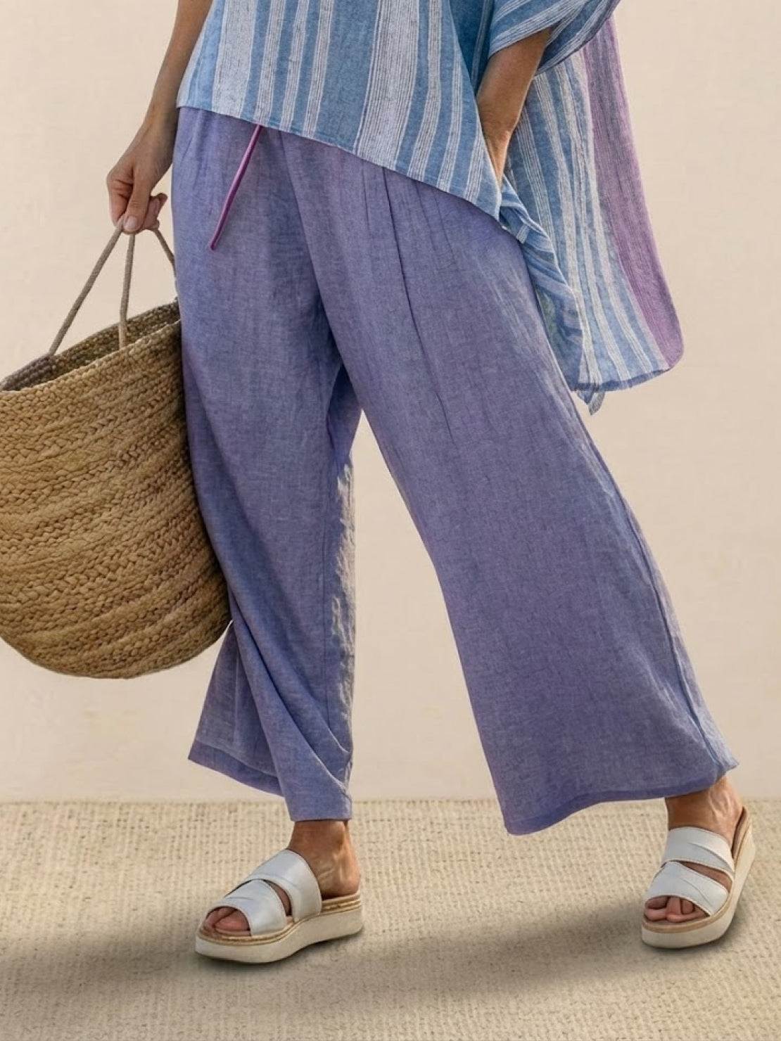 Paloma | Women's Casual Striped Wide-Leg Pants and Tee Two-Piece Set - Image 54