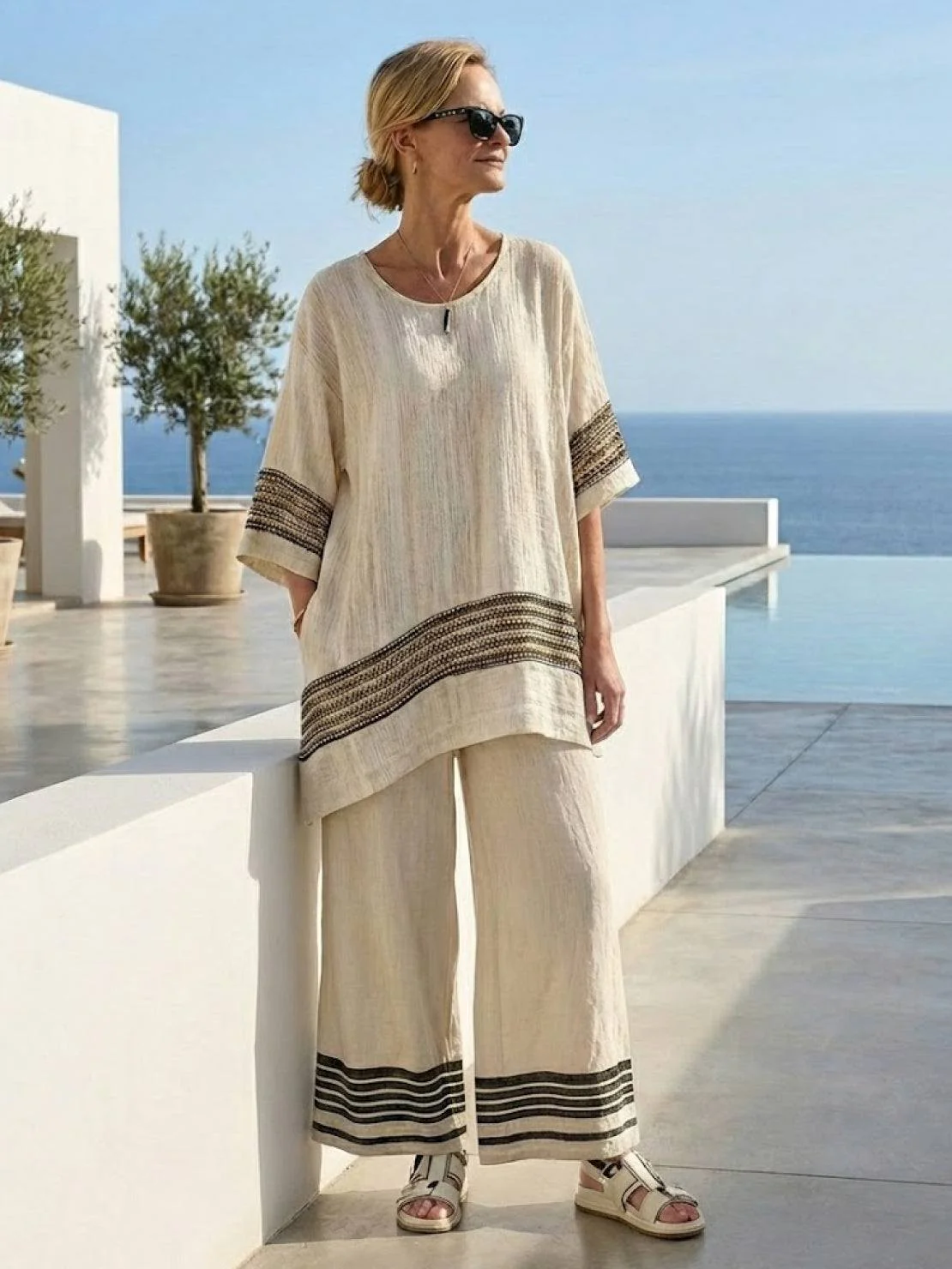 Paloma | Women's Casual Striped Wide-Leg Pants and Tee Two-Piece Set - Image 72