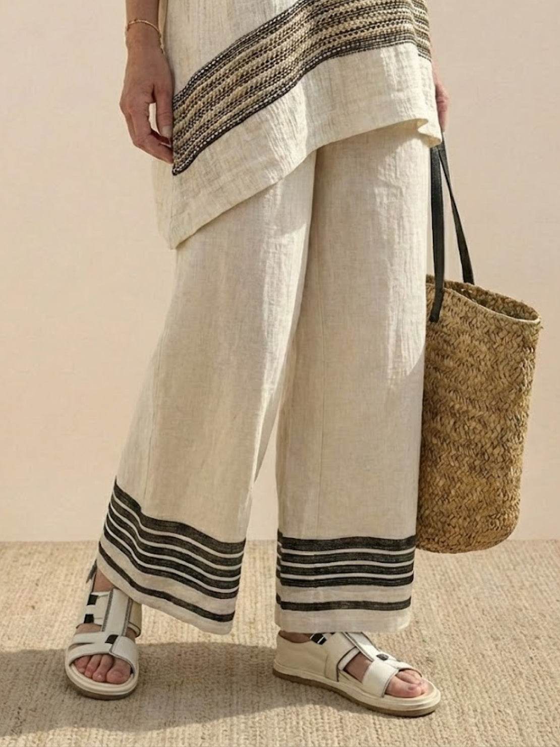 Paloma | Women's Casual Striped Wide-Leg Pants and Tee Two-Piece Set - Image 74