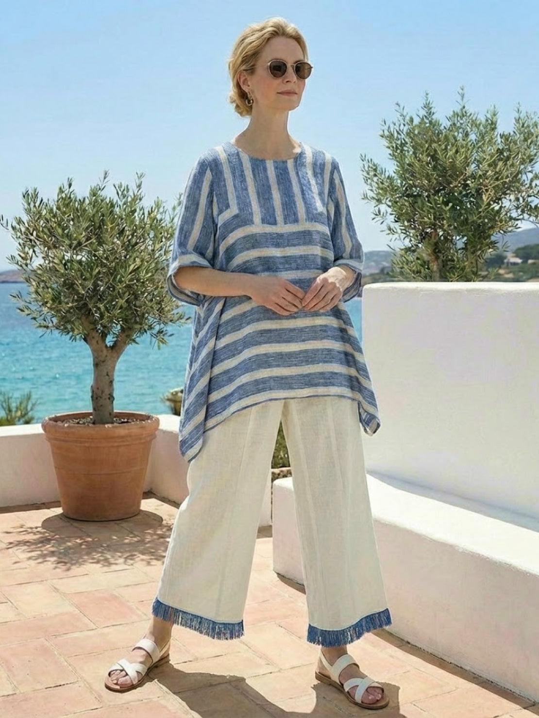 Paloma | Women's Casual Striped Wide-Leg Pants and Tee Two-Piece Set - Image 77