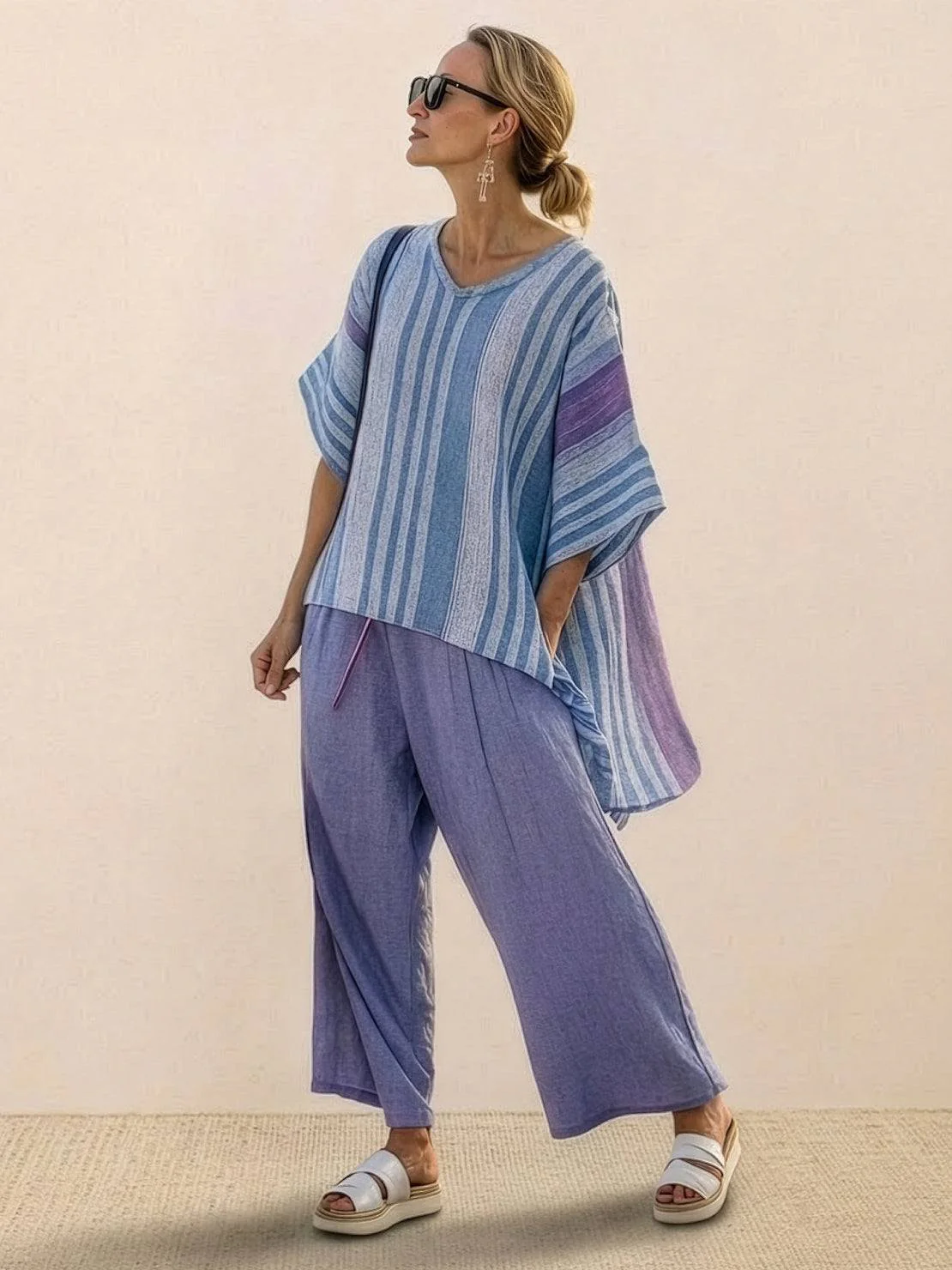 Paloma | Women's Casual Striped Wide-Leg Pants and Tee Two-Piece Set - Image 8