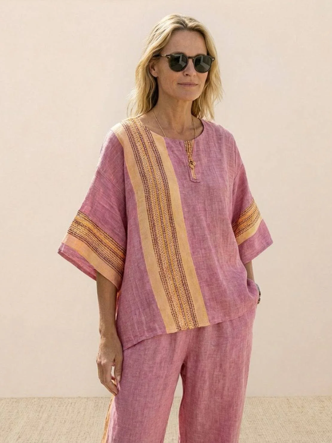 Paloma | Women's Casual Striped Wide-Leg Pants and Tee Two-Piece Set - Image 83