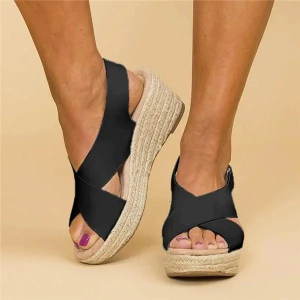 Paloma | Women's Espadrille Wedge Sandals with Cross Straps - Image 3