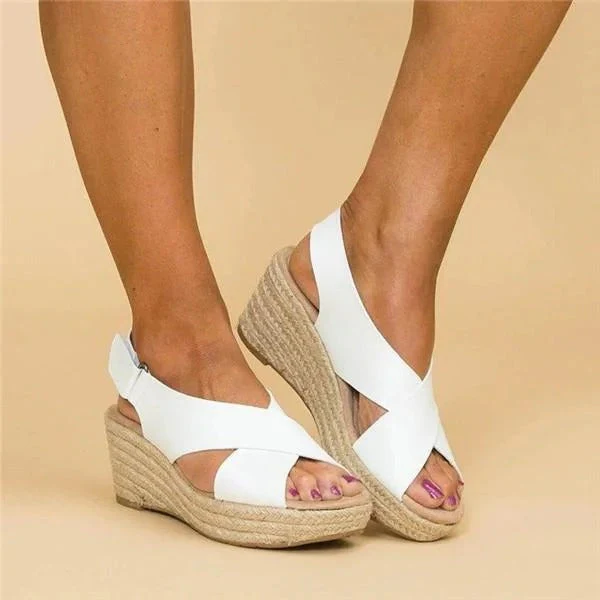 Paloma | Women's Espadrille Wedge Sandals with Cross Straps - Image 4