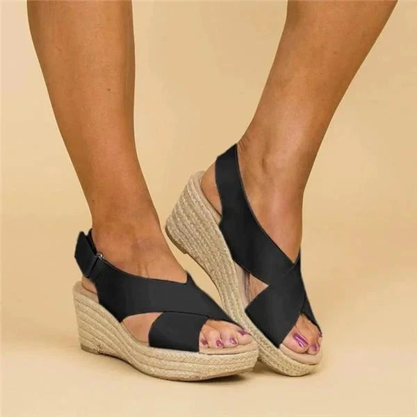 Paloma | Women's Espadrille Wedge Sandals with Cross Straps - Image 6