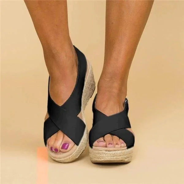 Paloma | Women's Espadrille Wedge Sandals with Cross Straps - Image 7