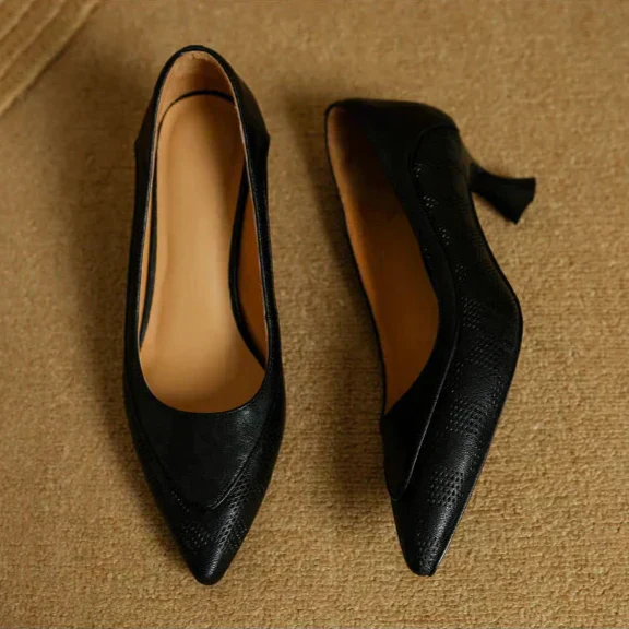 Paloma | Women's Pointed Toe Kitten Heel Pumps Slip On Mid Heel - Image 8