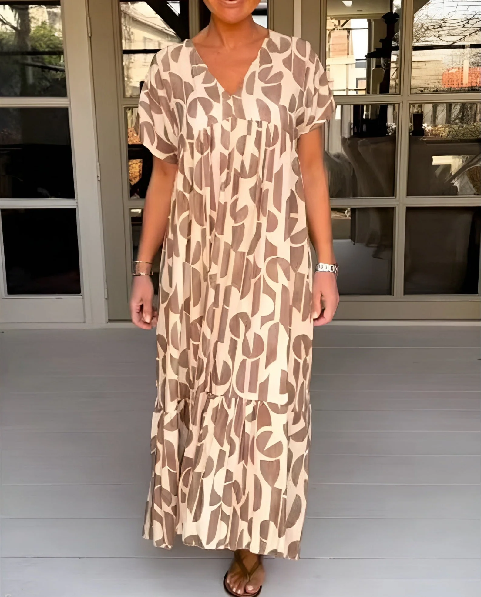 Pearl | Women's V Neck Flowy Draped Midi Dress Evening