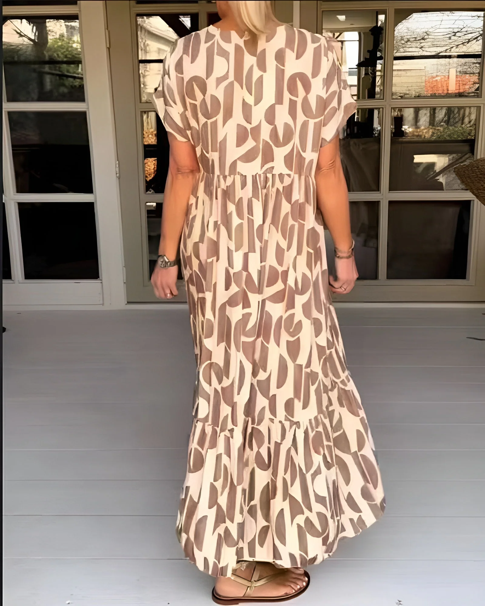 Pearl | Women's V Neck Flowy Draped Midi Dress Evening - Image 4