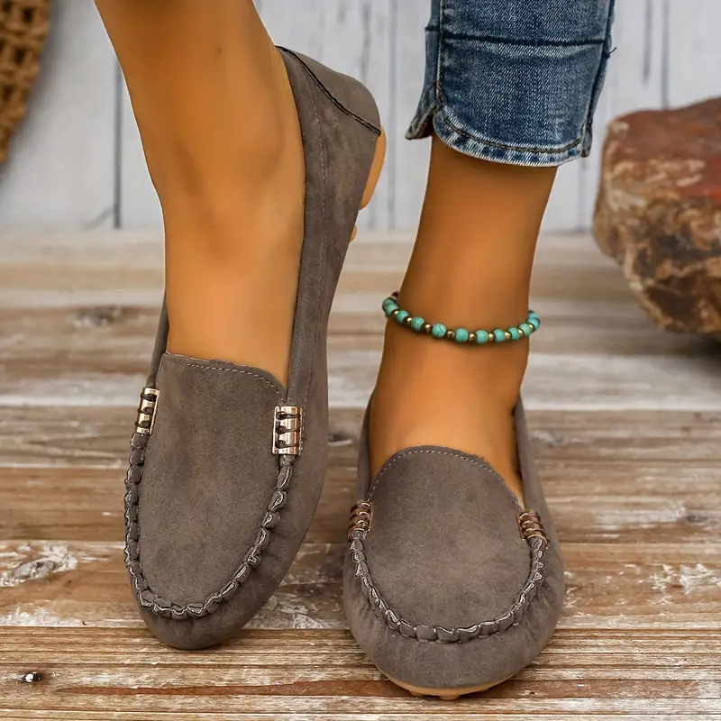 Penny | Women's Suede Slip On Loafers Flat Casual Shoes - Image 2