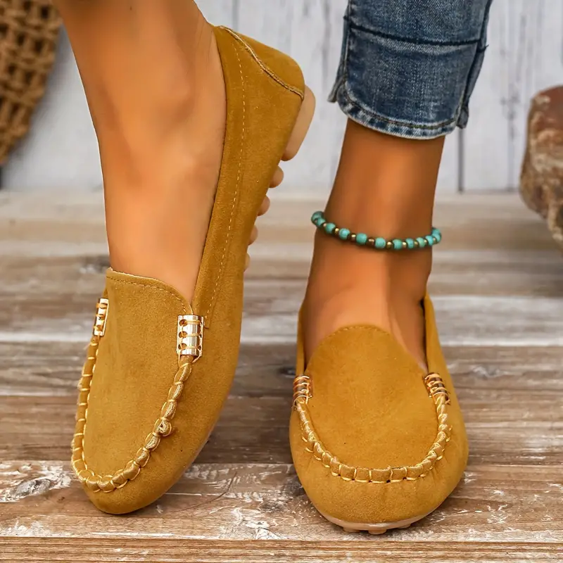 Penny | Women's Suede Slip On Loafers Flat Casual Shoes - Image 3