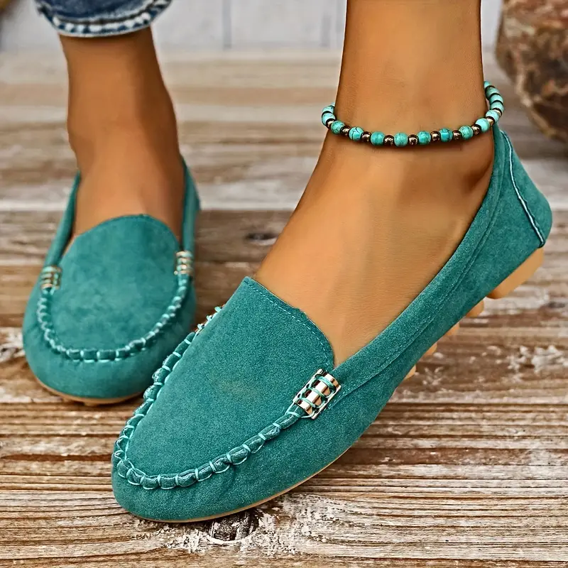 Penny | Women's Suede Slip On Loafers Flat Casual Shoes - Image 5