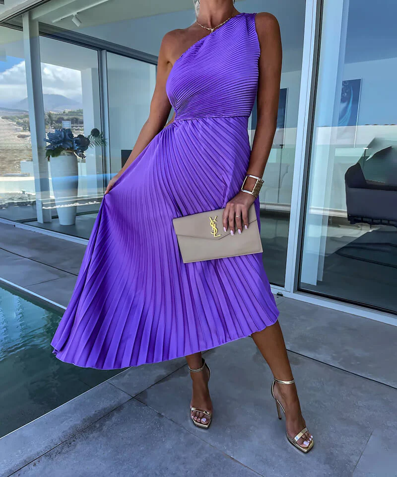 Peony | Women's Wedding Guest One Shoulder Asymmetric Midi Dress Evening - Image 3