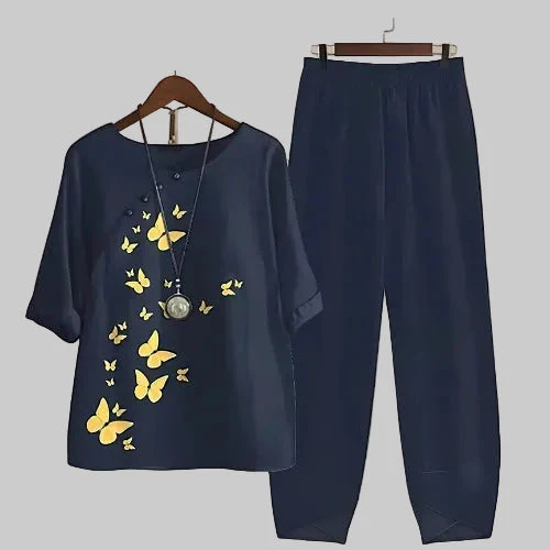Persephone | Women's Butterfly Print Two Piece Set