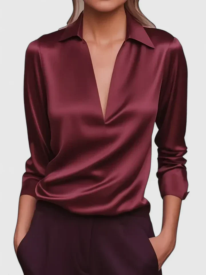 Persephone | Women's Collared Long Sleeve Blouse - Image 2