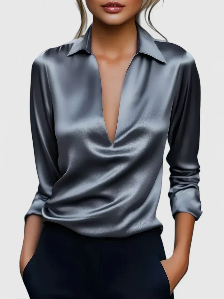 Persephone | Women's Collared Long Sleeve Blouse - Image 3