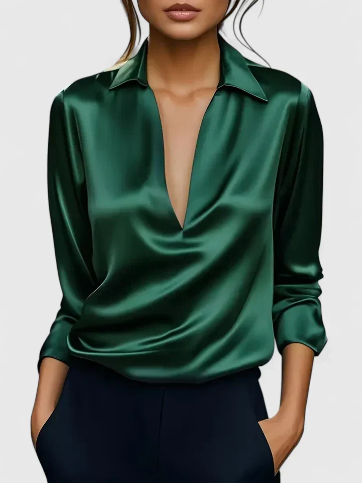 Persephone | Women's Collared Long Sleeve Blouse - Image 4
