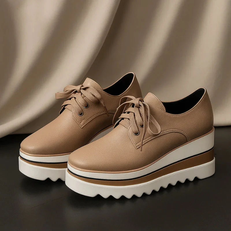 Petra | Women's Platform Oxford Shoes Lace Up Wedge Sneakers - Image 6