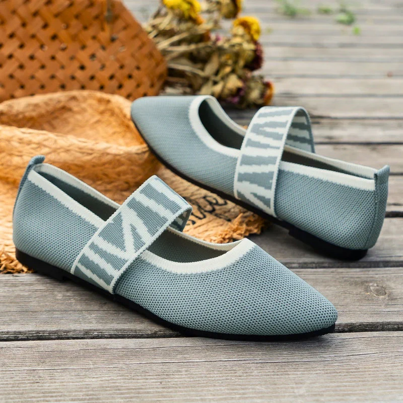 Pippa | Women's Mary Jane Flats Pointed Toe Knit Ballet Shoes - Image 4