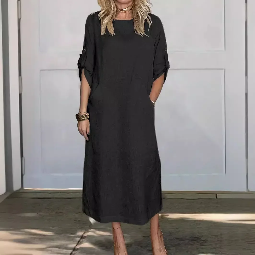 Poppy | Women's A-Line Loose Fit Draped Dress Evening - Image 2