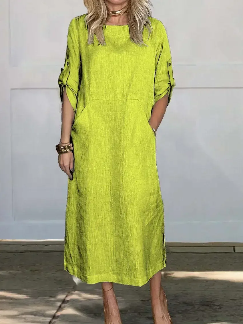 Poppy | Women's A-Line Loose Fit Draped Dress Evening - Image 6