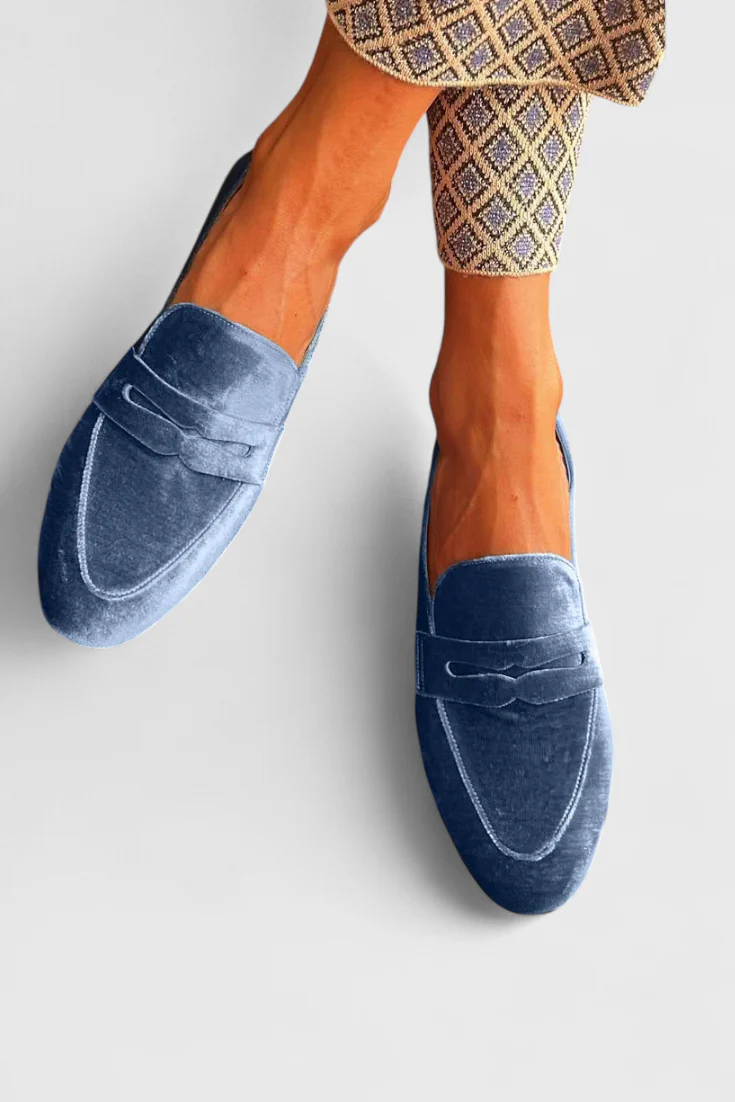 Portia | Women's Blue Slip-On Loafers - Image 2