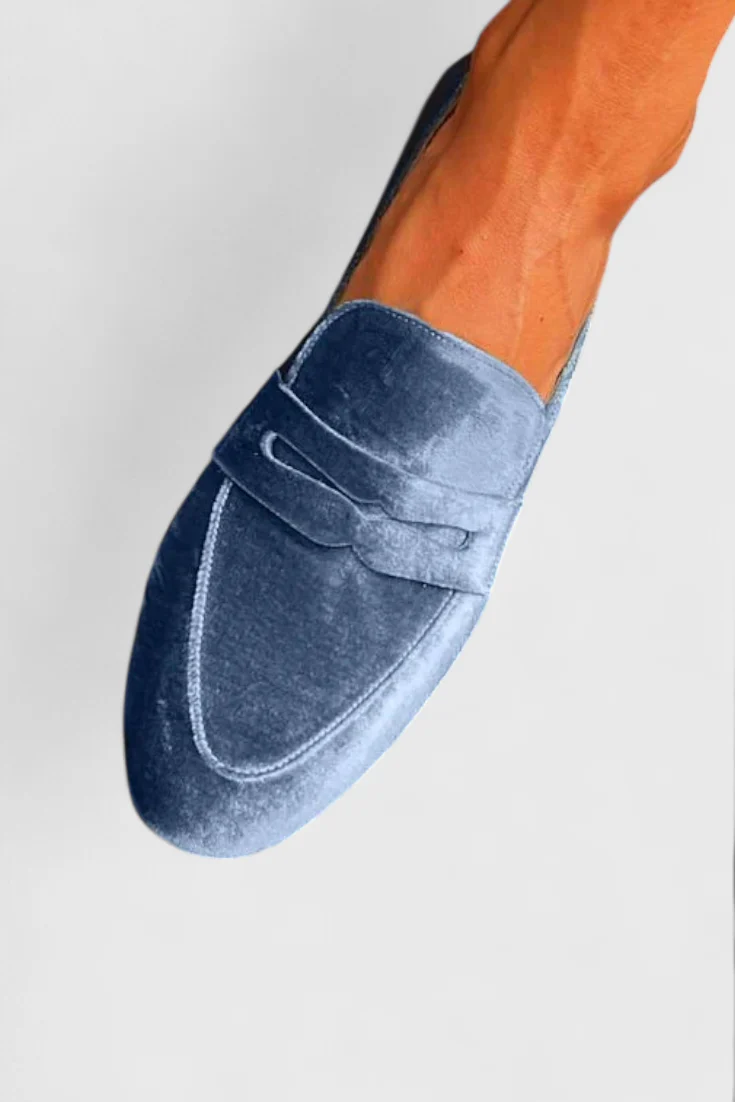 Portia | Women's Blue Slip-On Loafers - Image 3