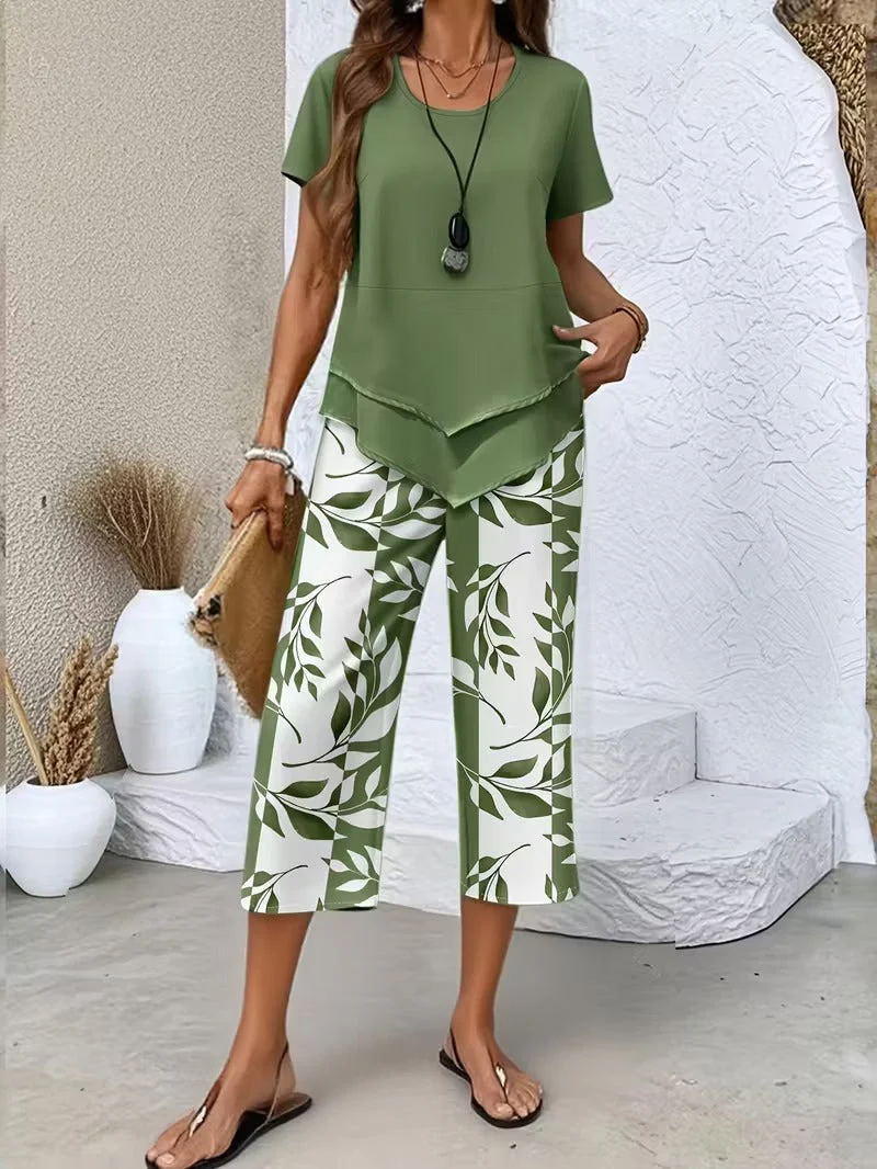 Primrose | Women's Leaf Print Two Piece Set