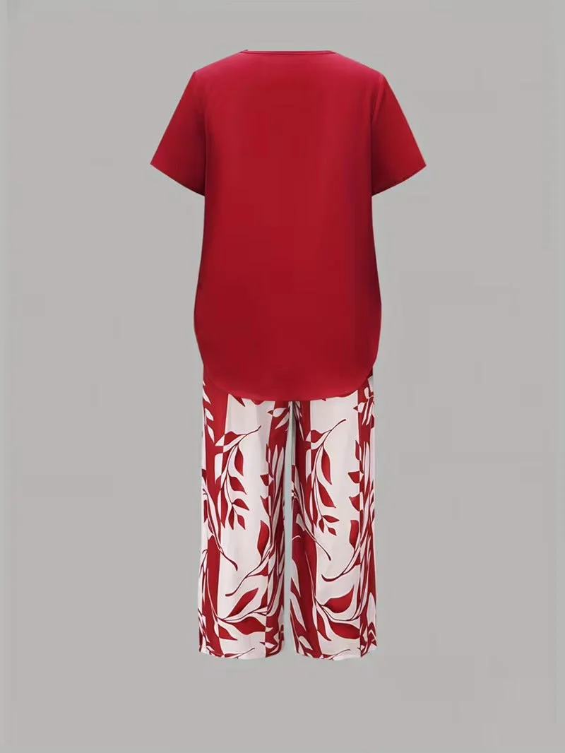Primrose | Women's Leaf Print Two Piece Set - Image 12