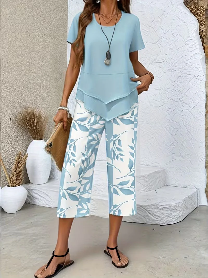 Primrose | Women's Leaf Print Two Piece Set - Image 2