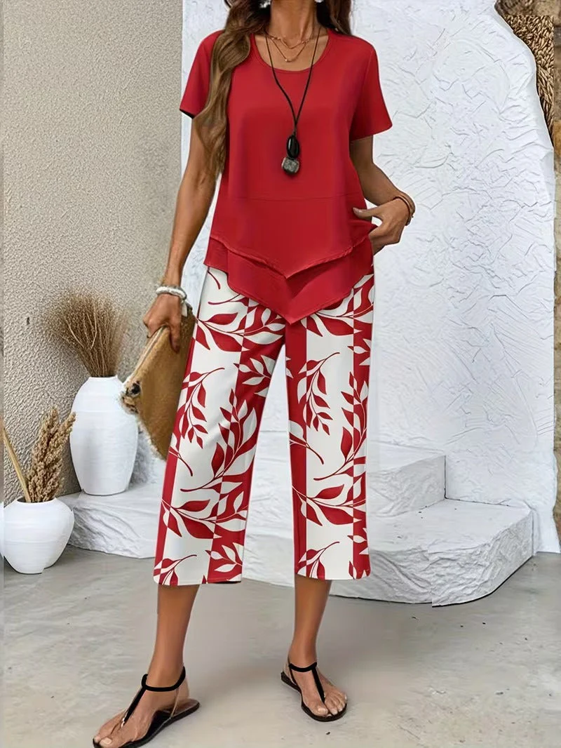 Primrose | Women's Leaf Print Two Piece Set - Image 3