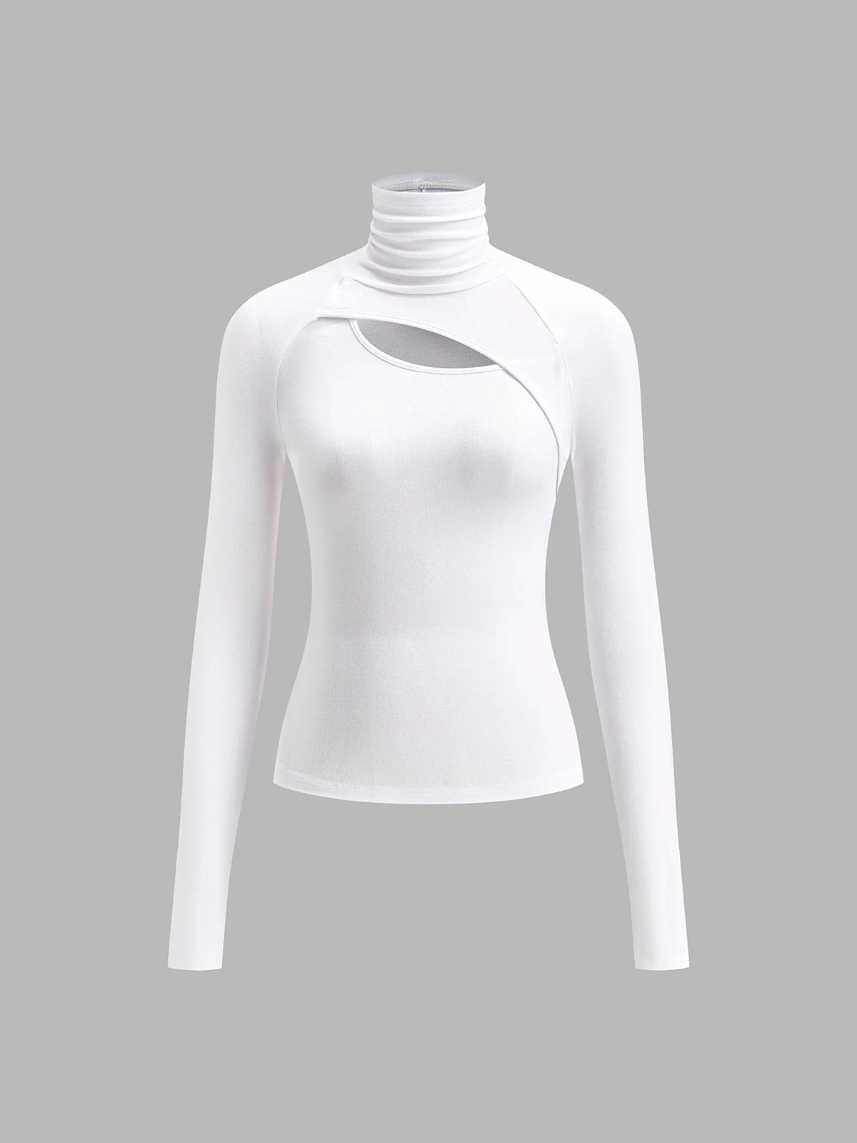 Ravena | Women's Turtleneck Cutout Top Long Sleeve Fitted Going Out Top - Image 2